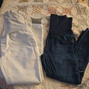 White & Blue Denim Maternity Pants Bundle